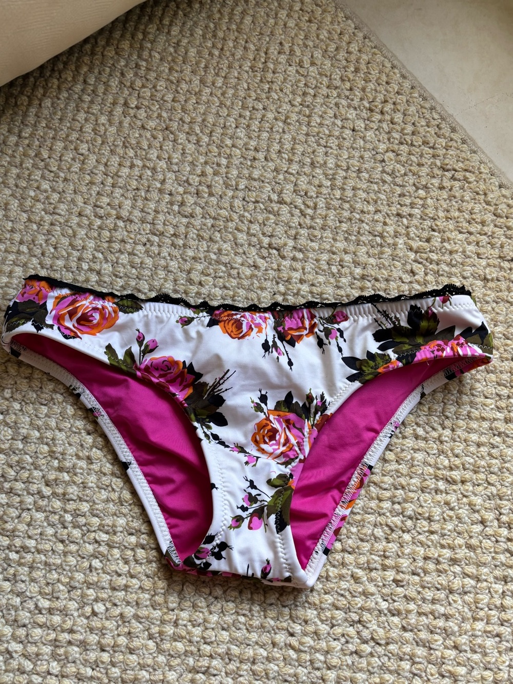 Betsey Johnson Black White Floral Bikini Bottom